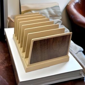 Vintage Desk Organizer Woodgrain W T Rogers 7 Slots